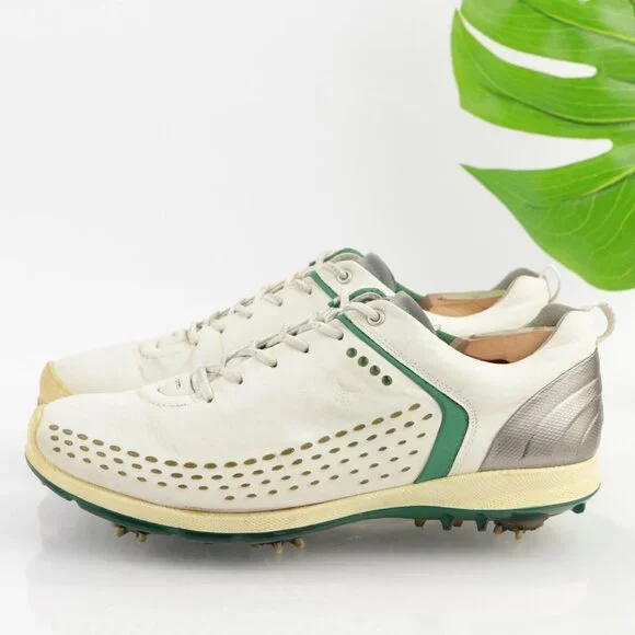 Ecco Mens Biom G2 Golf Shoes Size 43 9 Waterproof White Yak Sneakers Soft Spikes - Picture 8 of 13